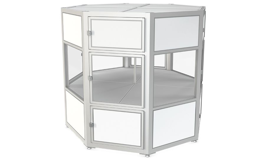 Maintenance-friendly octagonal cabin with three functional sections